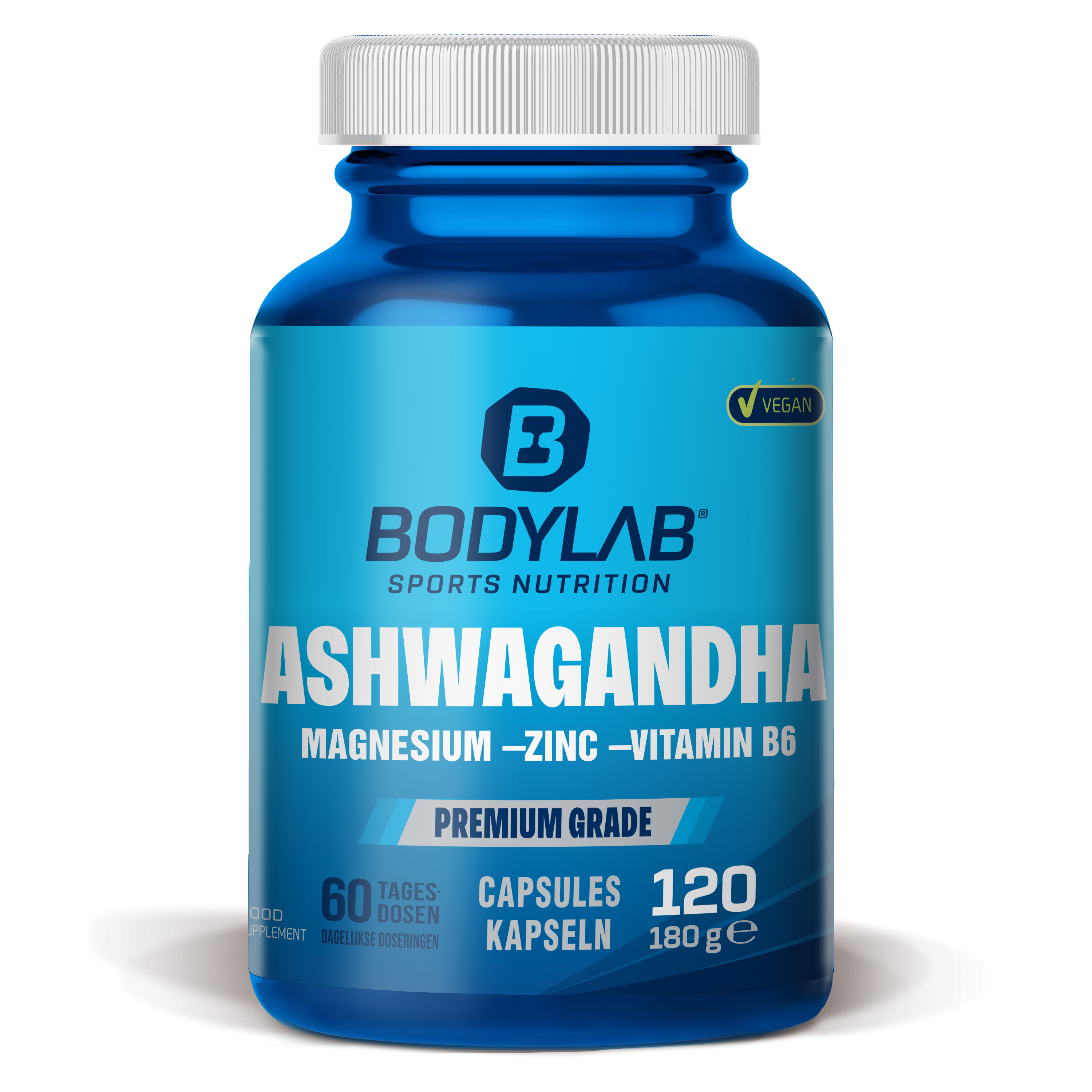 Ashwagandha + Magnesium - Zinc - Vitamin B6 (120 capsules)