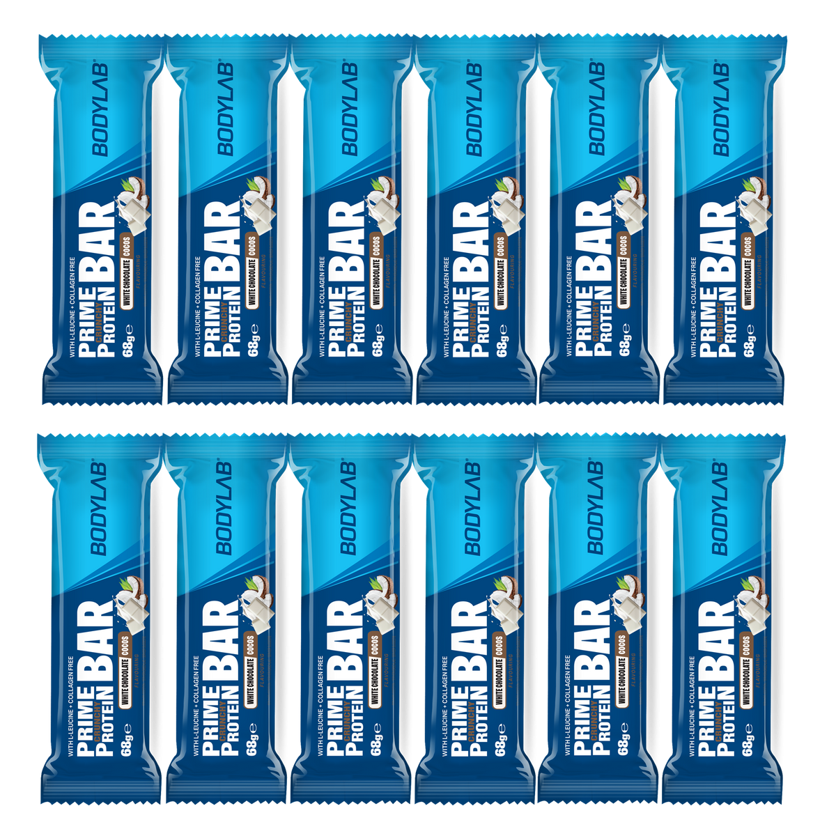 Prime Crunchy Protein Bar - 3 g leucine (12x65g) White Chocolate & Coconut