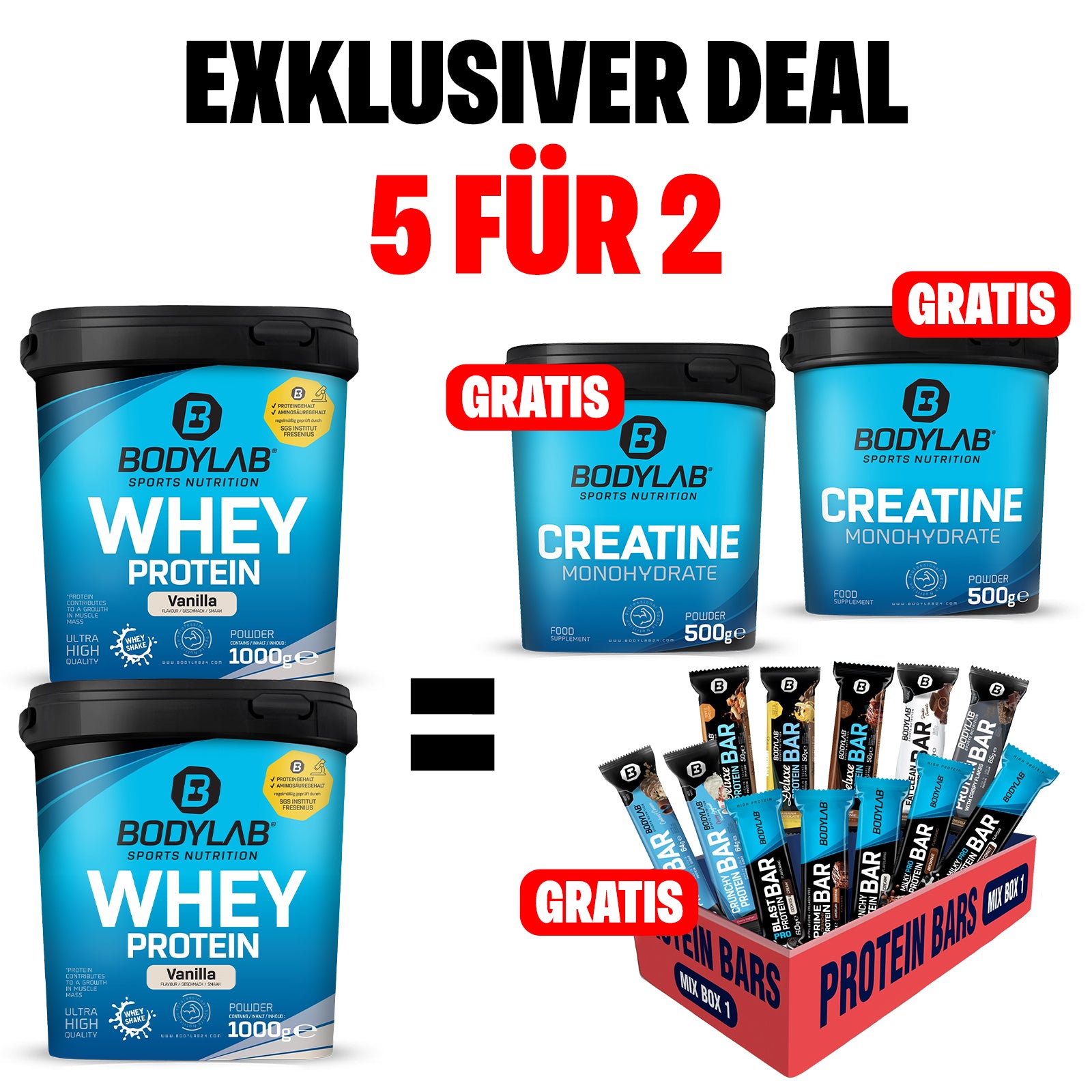 NEW YEAR DEAL: 5voor2 Protein-Powerpakket met gratis Creatine + Protein Bar Mix Box