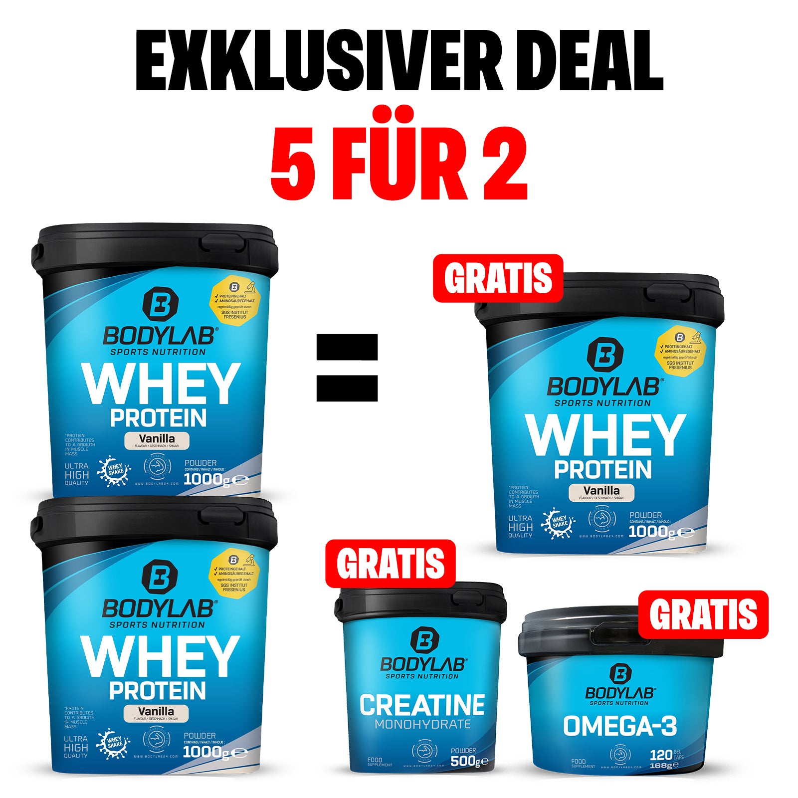 EXCLUSIVE DEAL: 5voor2 Protein-Powerpakket met gratis Whey + Creatine + Omega-3
