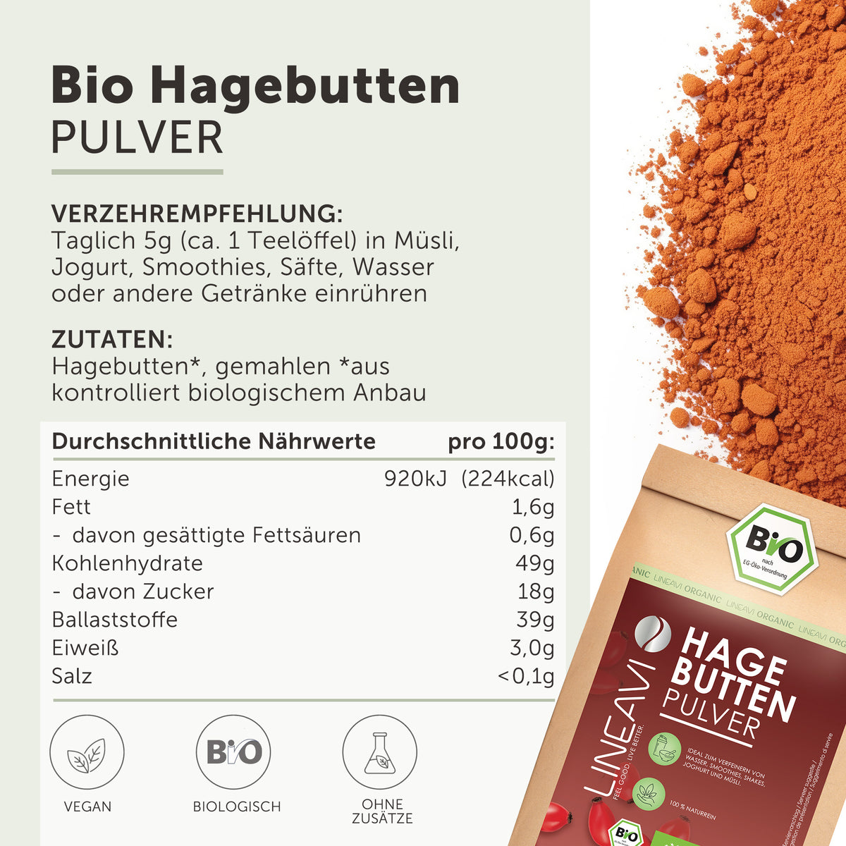 Doppelpack: Bio Hagebuttenpulver (2x1000g)