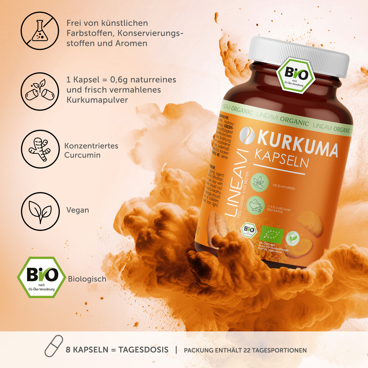 Doppelpack: Bio Kurkuma Kapseln (2x180 Kapseln)