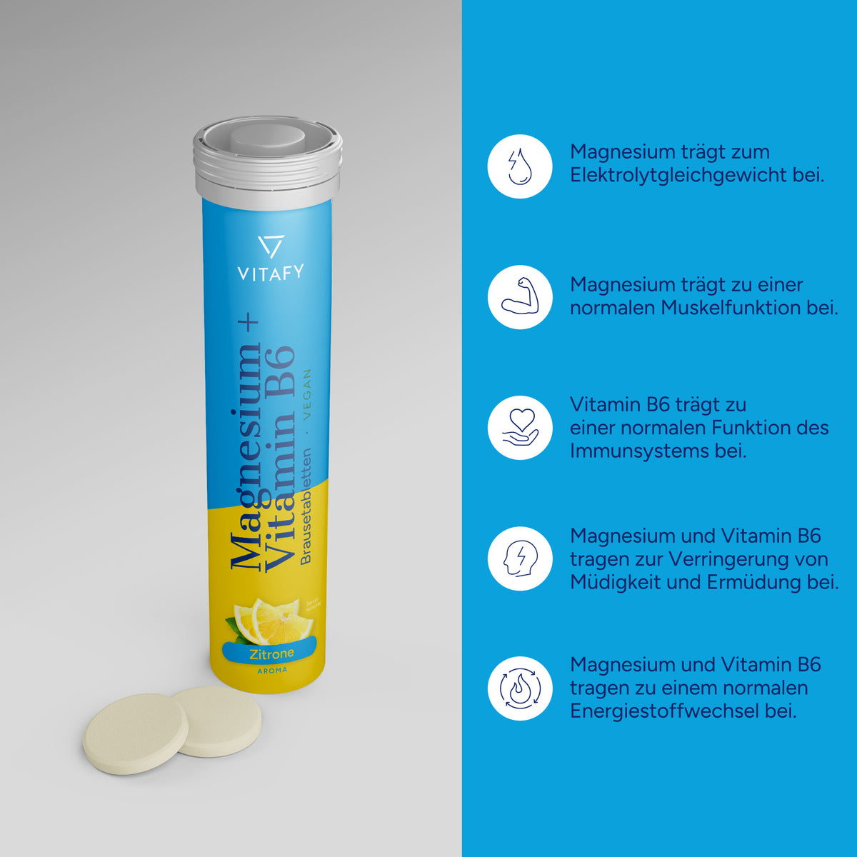 Magnesium + Vitamine B6 - Lemon (20 bruistabletten)