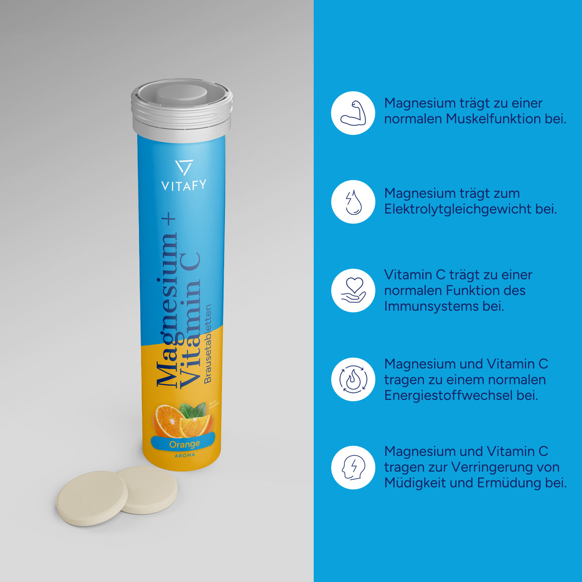 Magnesium + Vitamine C - Orange (20 bruistabletten)