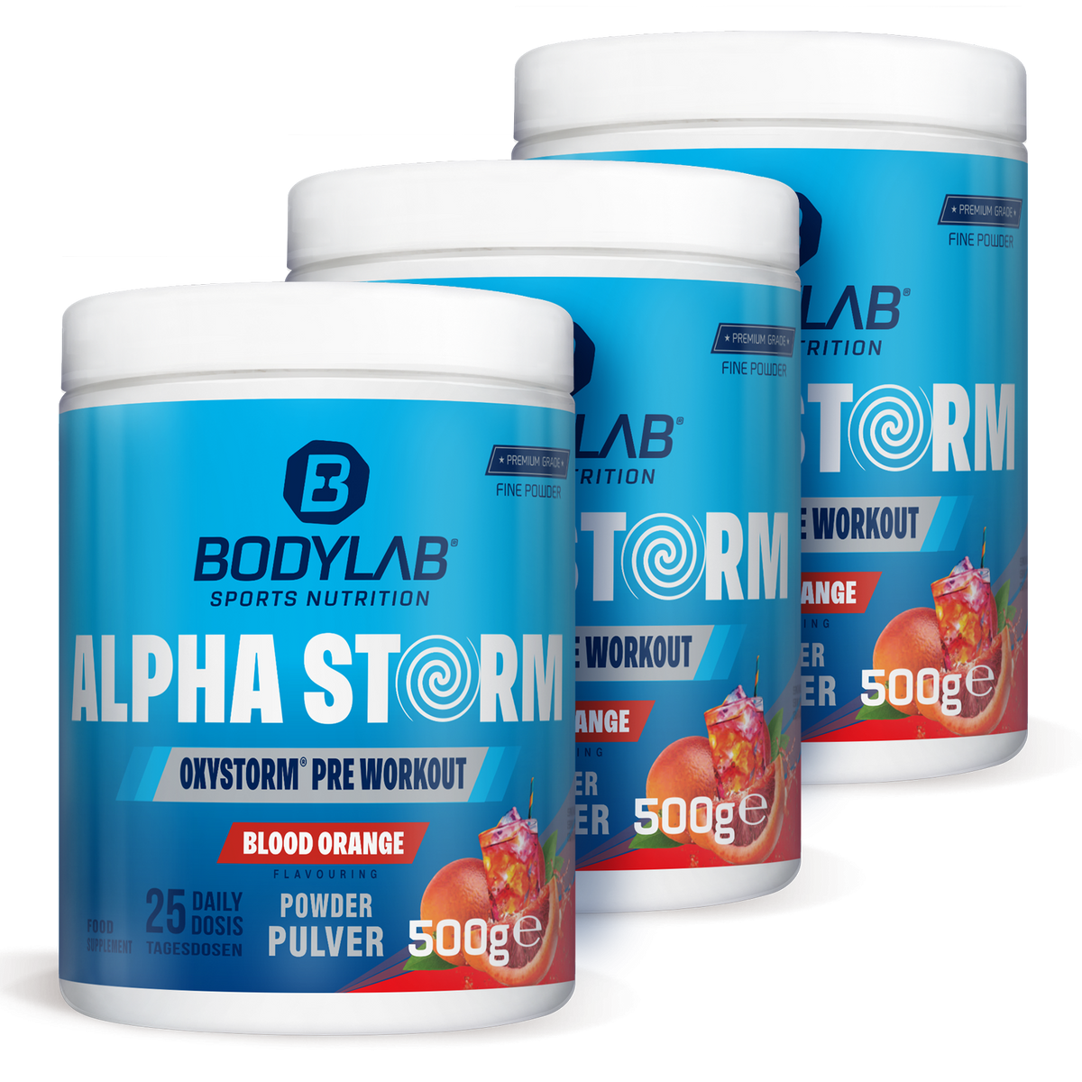 3 x Alpha Storm - OXYSTORM® Pre Workout Blood Orange (elk 500g)