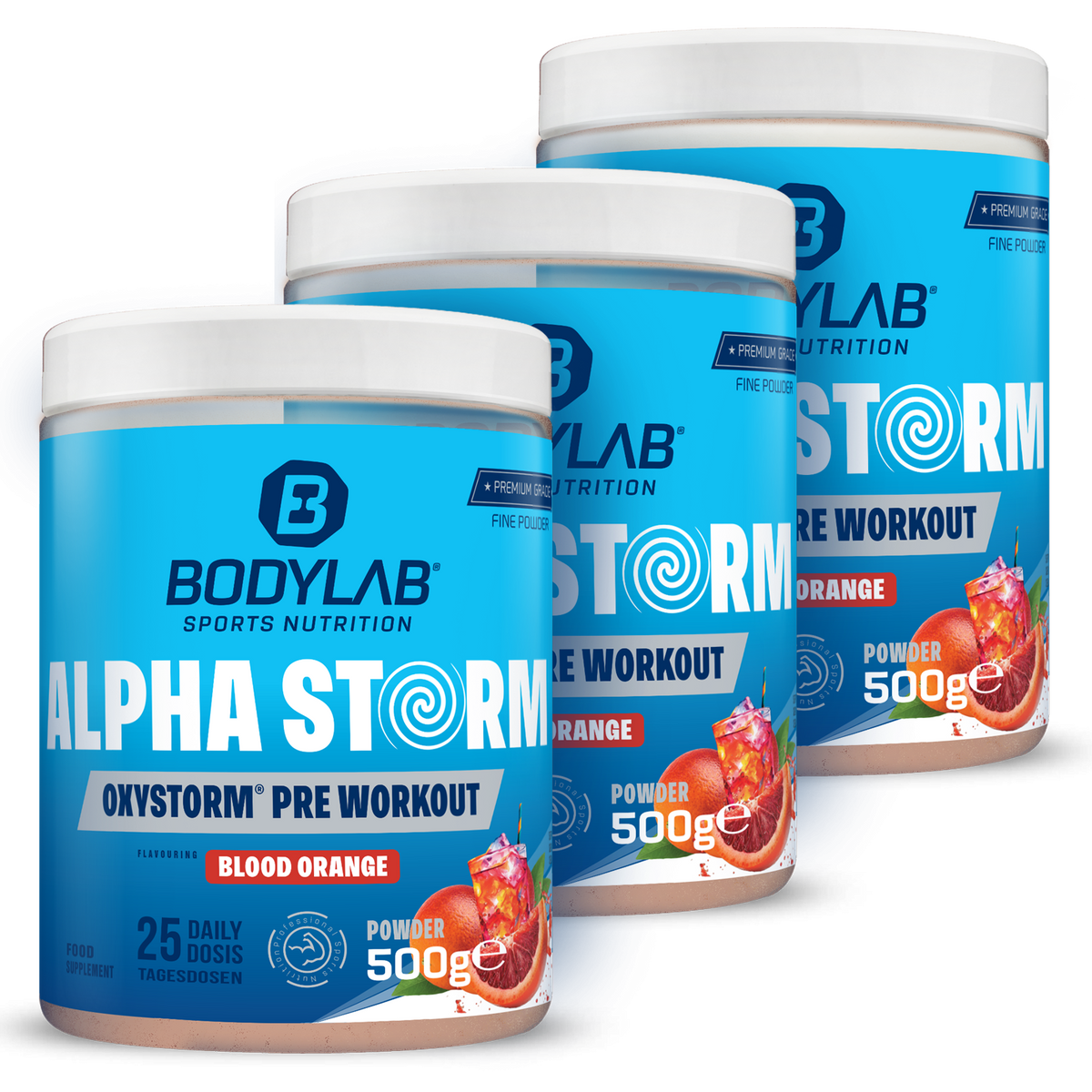 3 x Alpha Storm - OXYSTORM® Pre Workout Blood Orange (elk 500g)