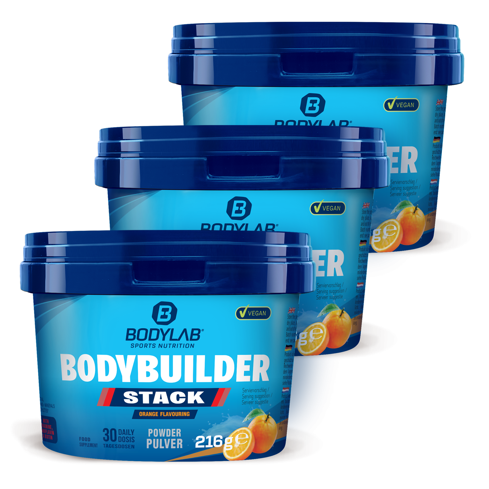 3 x Bodybuilder Stack Powder (elk 216g)