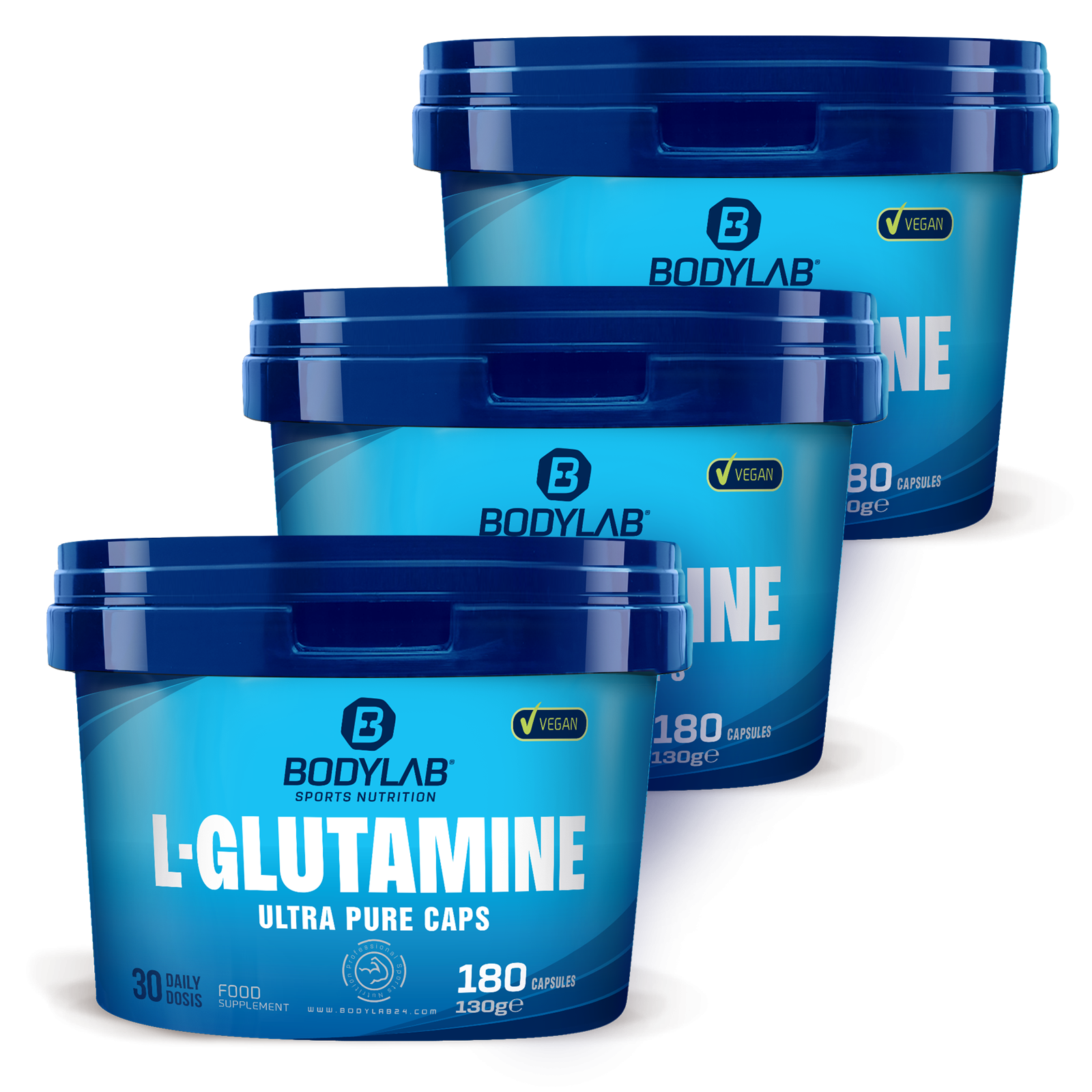 3 x Bodylab L-Glutamin (elk 180 capsules)
