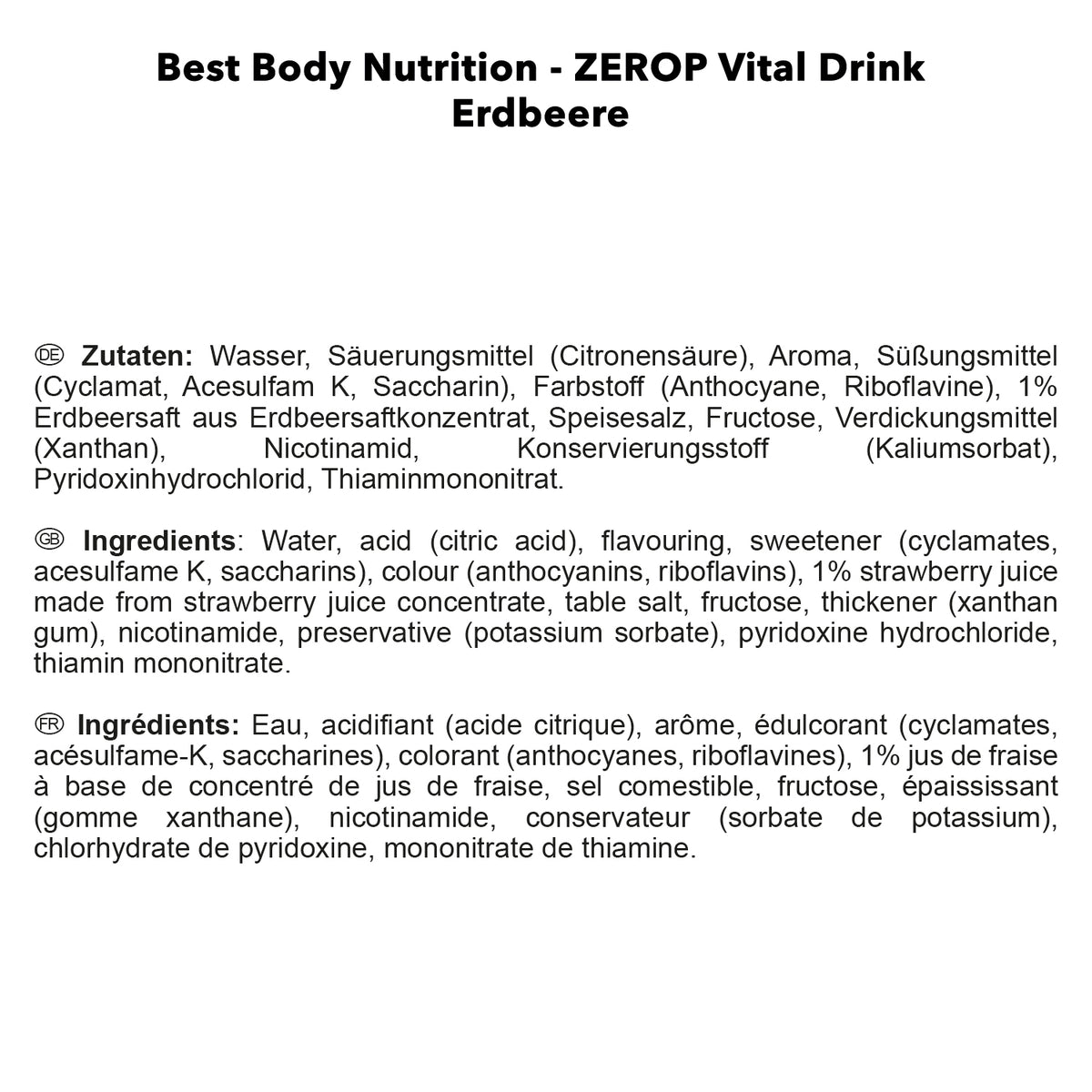 Vital Drink Zerop (1000ml) Erdbeere
