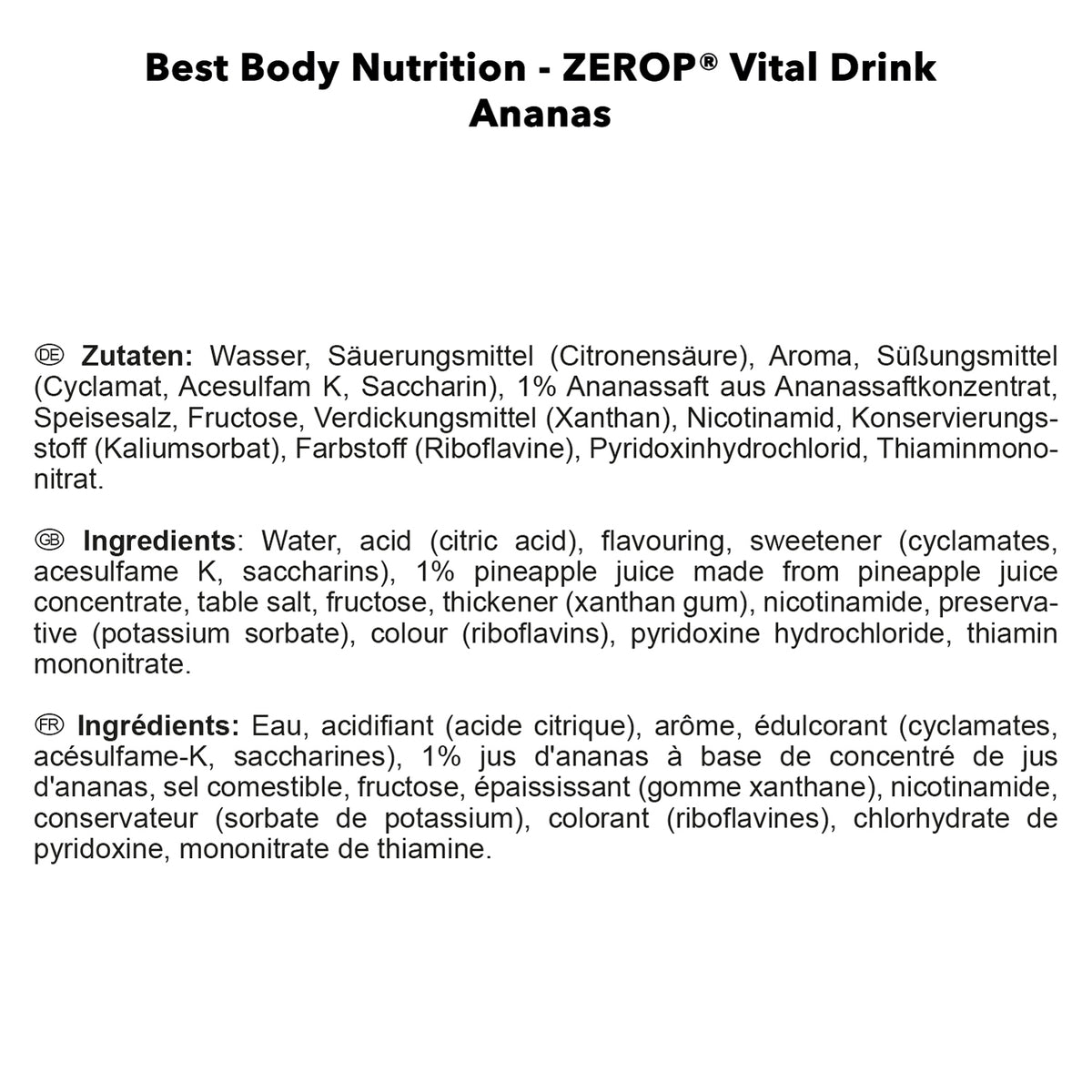 Vital Drink Zerop (1000ml) Ananas