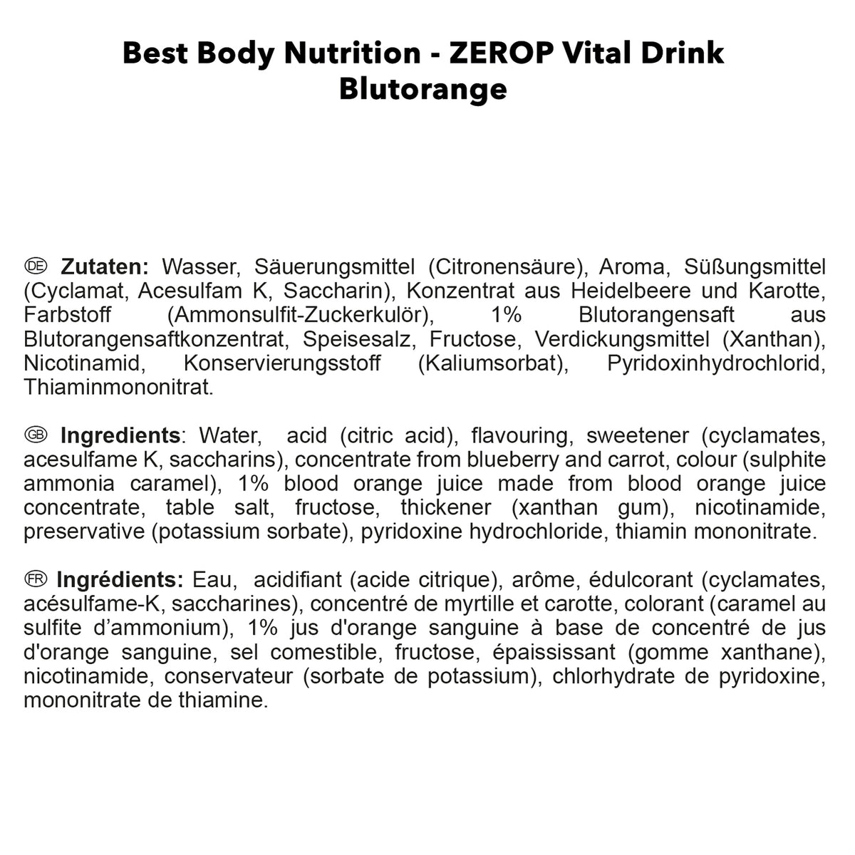 Vital Drink Zerop (1000ml) Blutorange