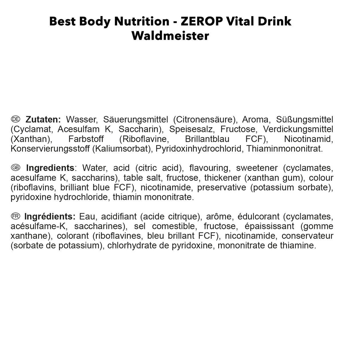Vital Drink Zerop (1000ml) Waldmeister