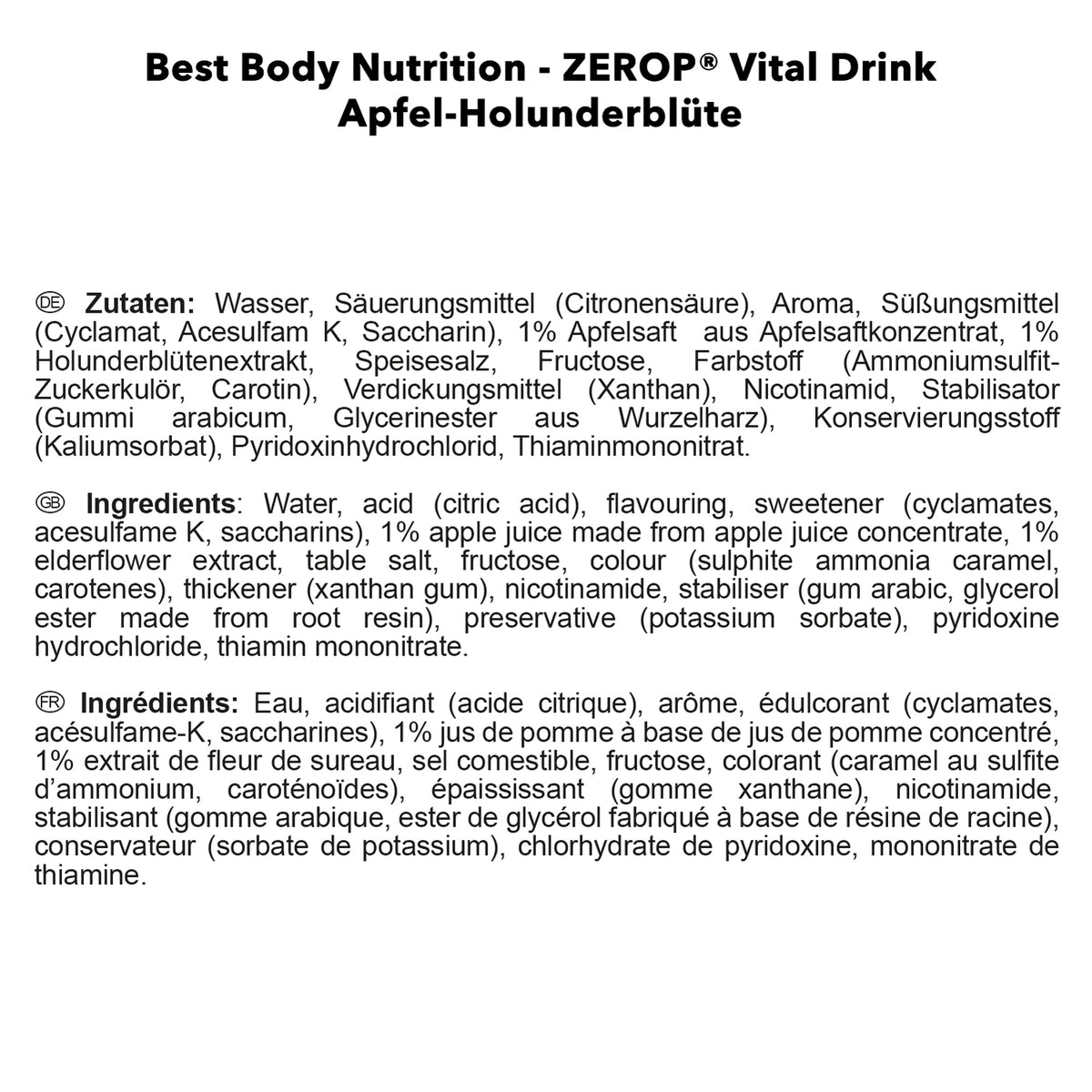Vital Drink Zerop (1000ml) Apfel-Holunderblüte
