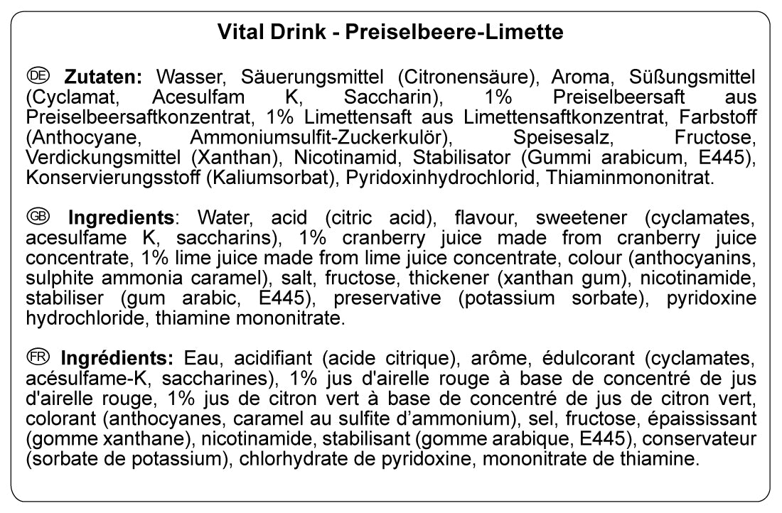 Vital Drink Zerop (1000ml) Cranberry Lime