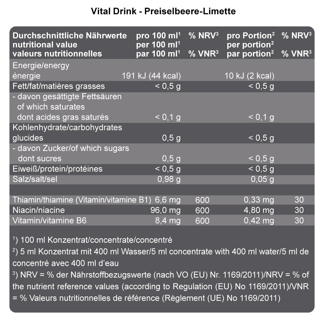Vital Drink Zerop (1000ml) Cranberry Lime