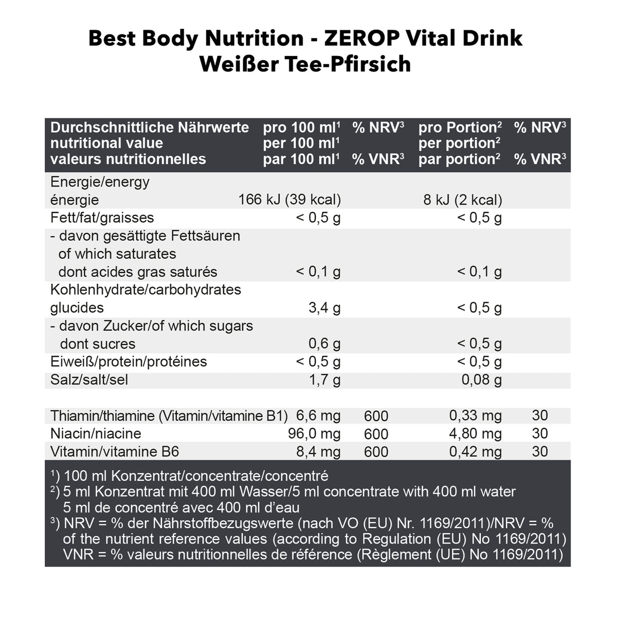 Vital Drink Zerop (1000ml) White Tea Peach