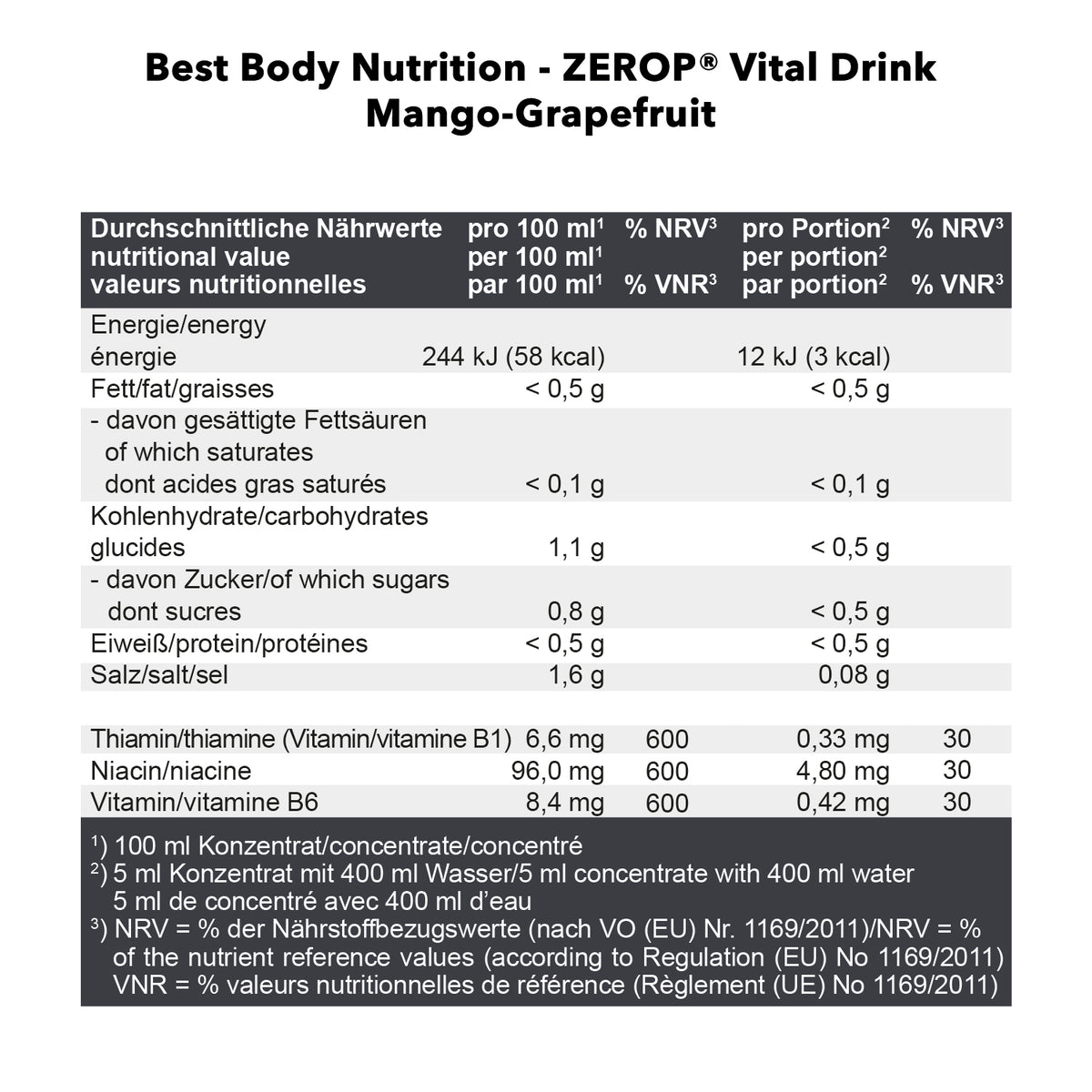 Vital Drink Zerop (1000ml) Mango Grapefruit