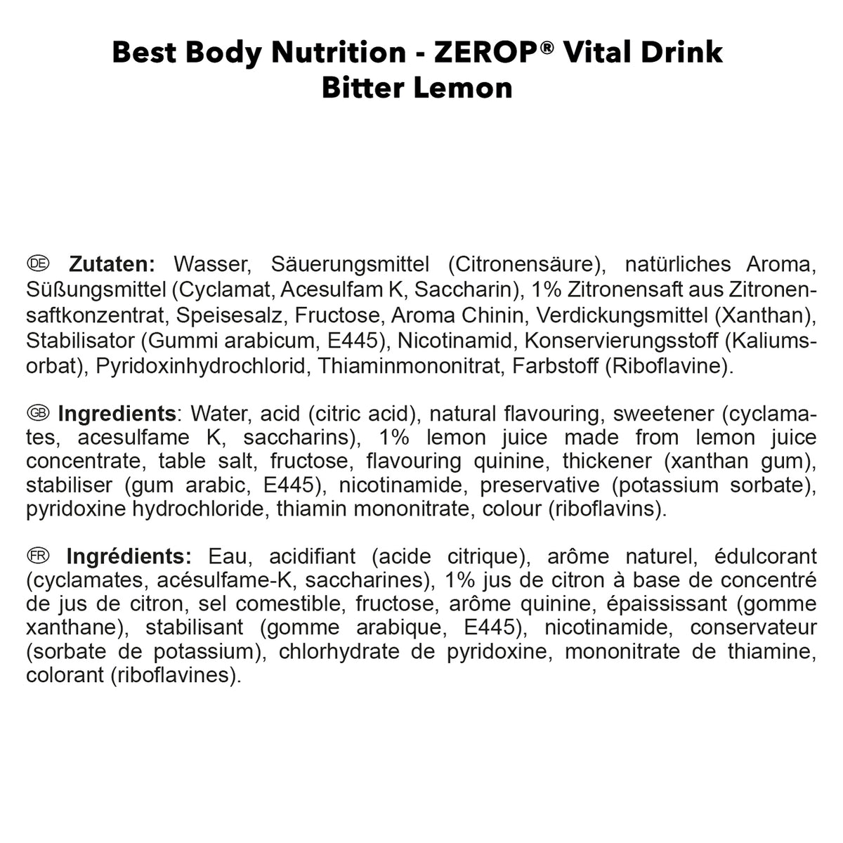 Vital Drink Zerop (1000ml) Bitter Lemon