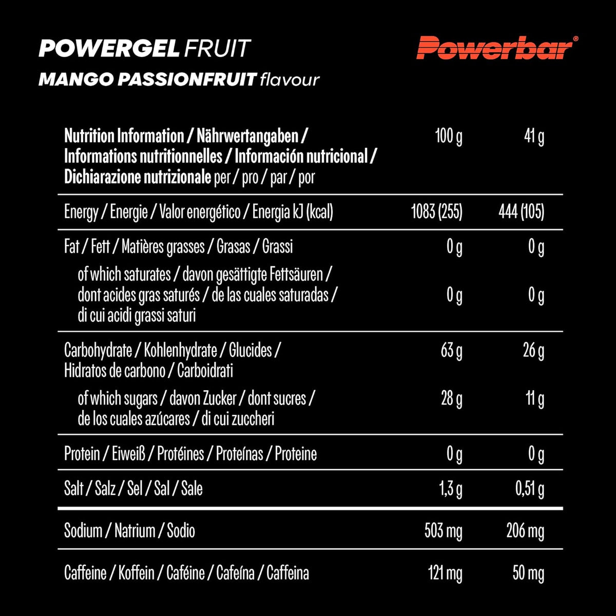 PowerGel (24x41g) Mango-Passionfruit mit Koffein