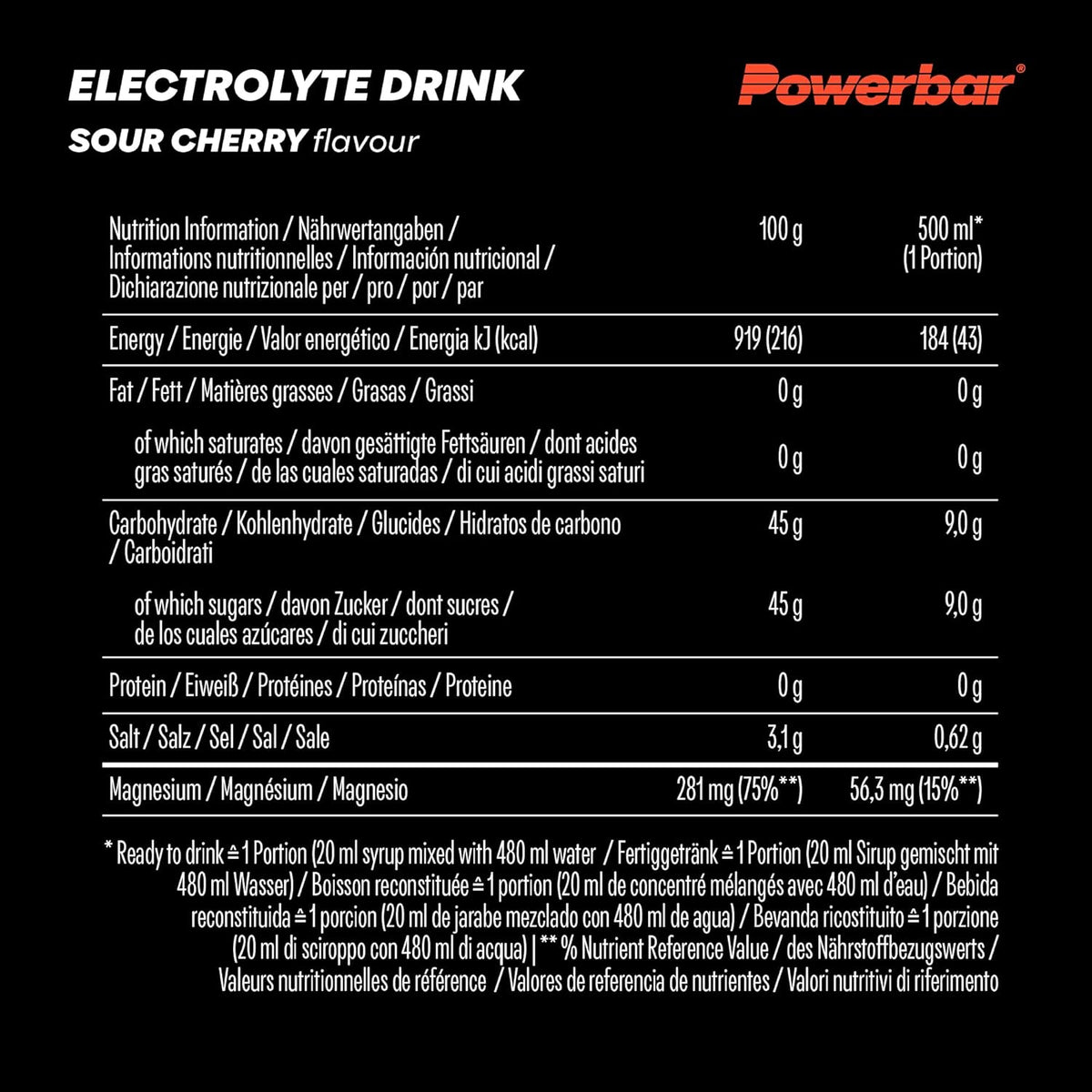 Electrolyte Drink Sirup (1000ml) Sour Cherry