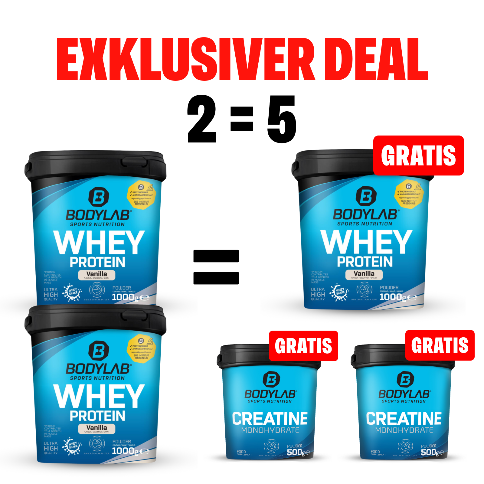 EXCLUSIEVE DEAL: 5voor2 Protein-Powerpakket met gratis Whey + Creatine + Omega-3