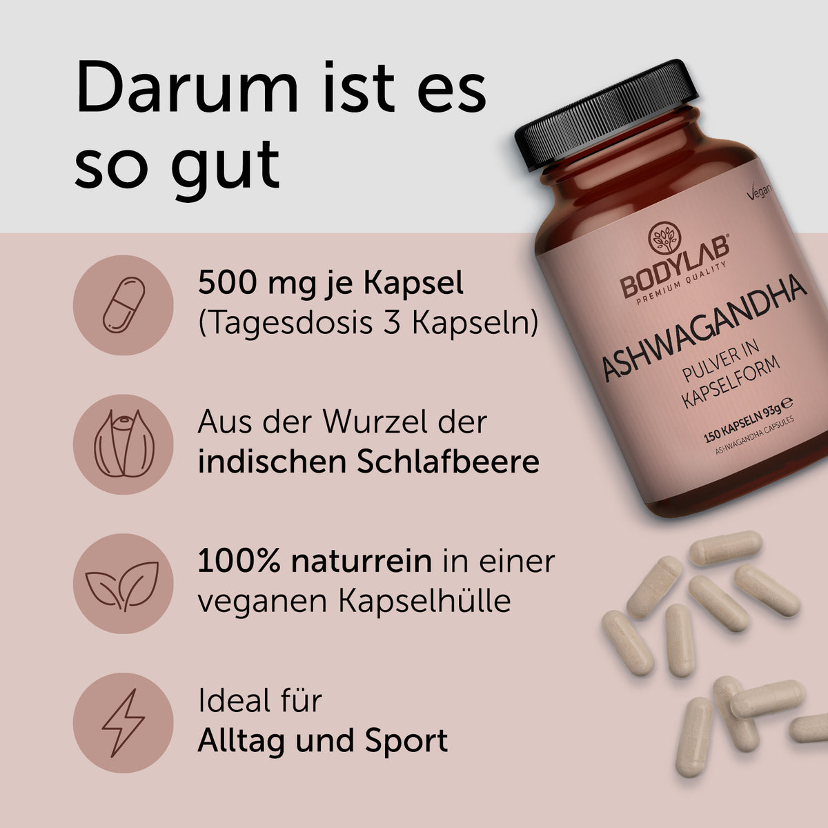 Ashwagandha Pulver in capsulevorm (150 capsules)