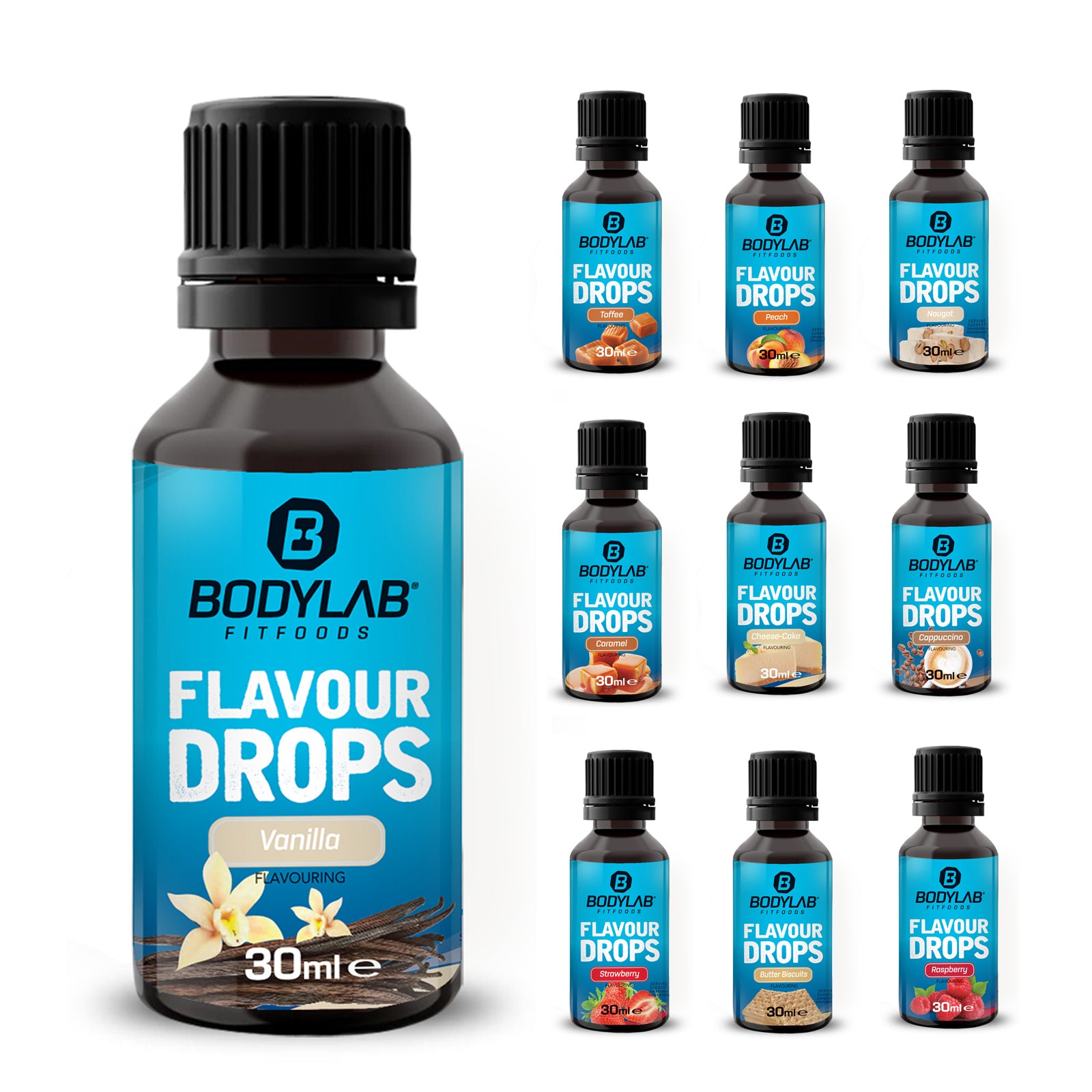 Bodylab Flavour Drops in een set van 10 x 30ml