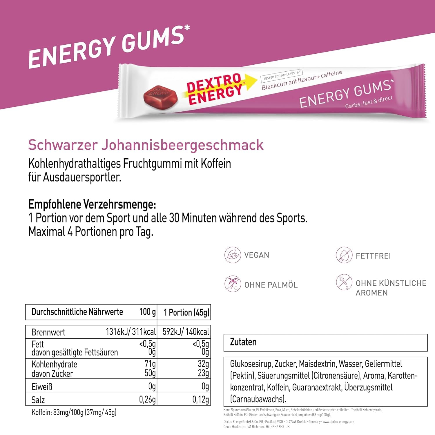Energy Gums (8x45g) Blackcurrant + Caffein