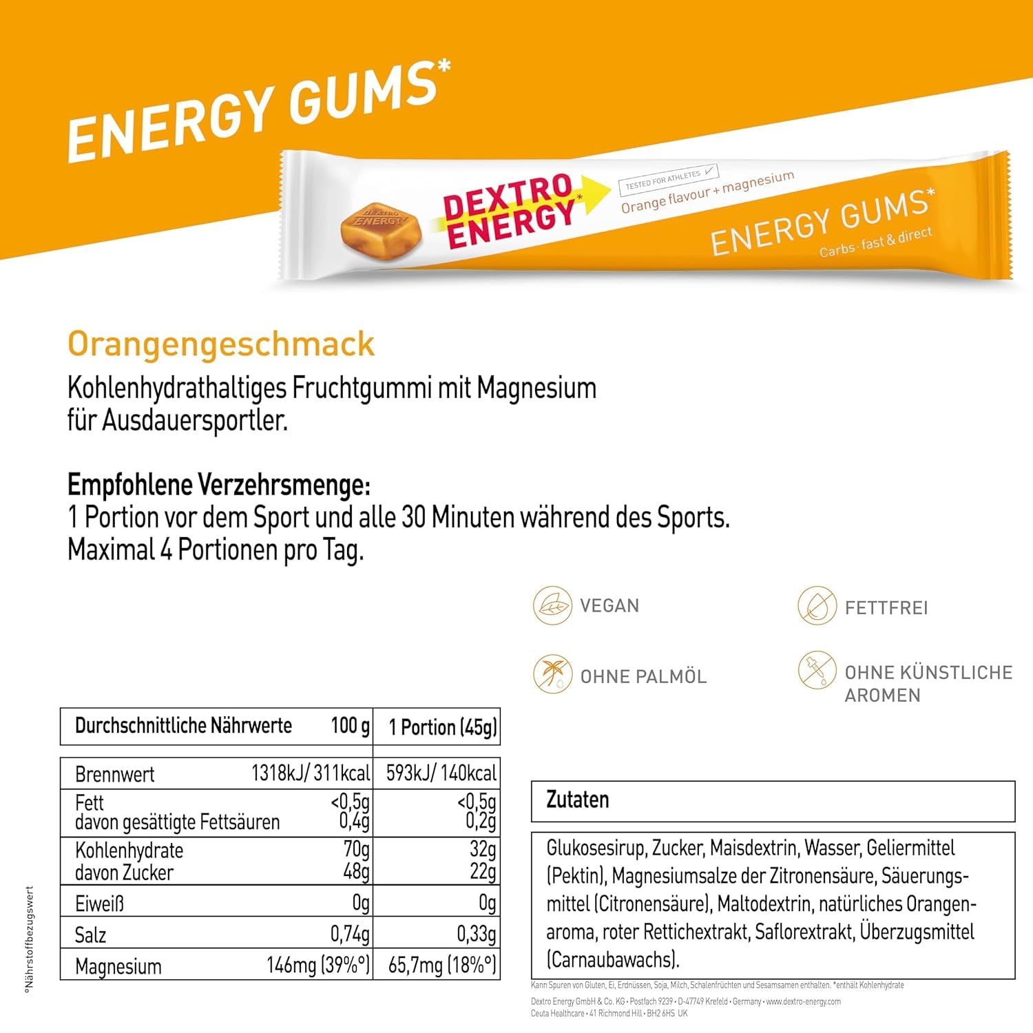 Energy Gums (8x45g) Orange + Magnesium