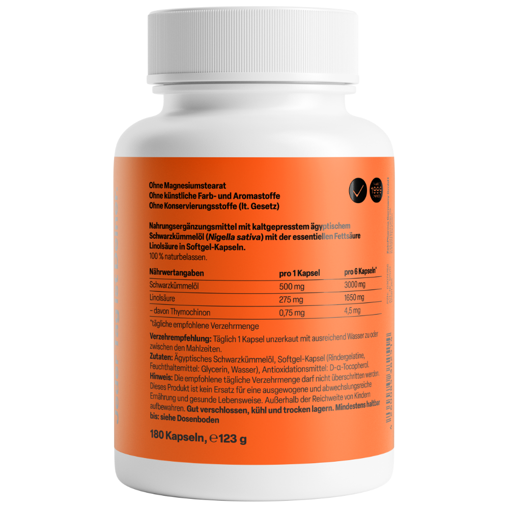 Egyptische Zwarte Komijn Olie 500mg (180 capsules)