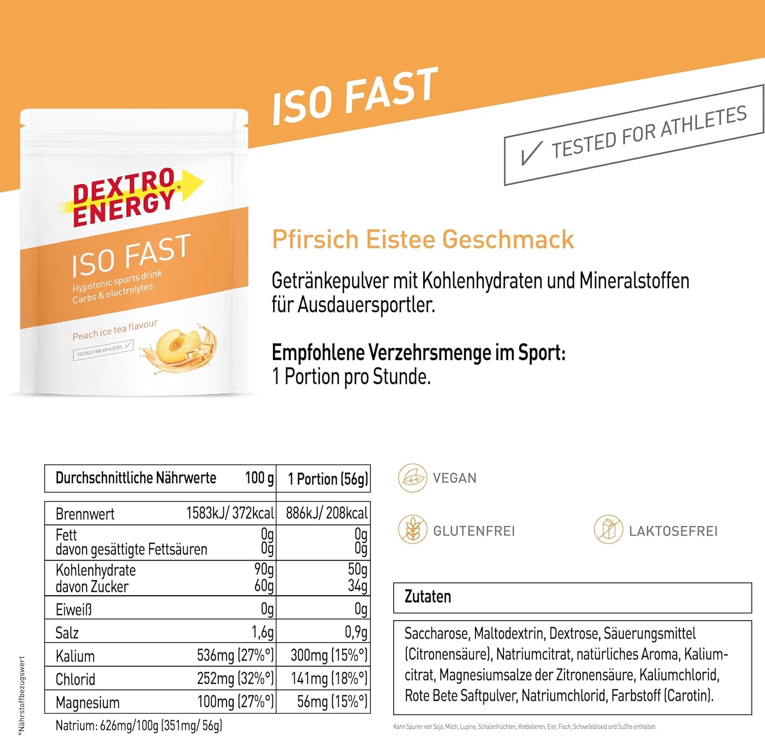 IsoFast Drink (1120g) Ijsthee perzik