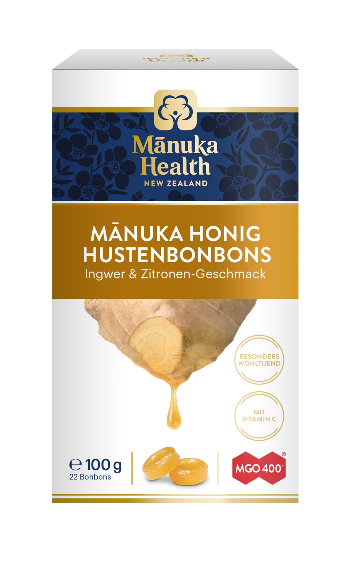 Manuka MGO 400+ Hustenbonbons (100g) Ingwer-Zitrone
