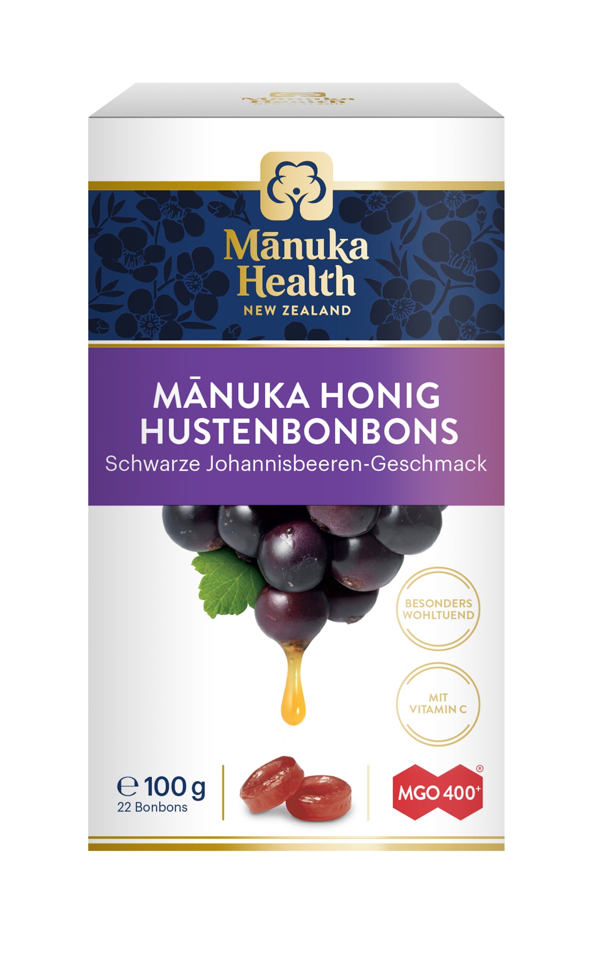 Manuka MGO 400+ Hustenbonbons (100g) Schwarze Johannisbeere