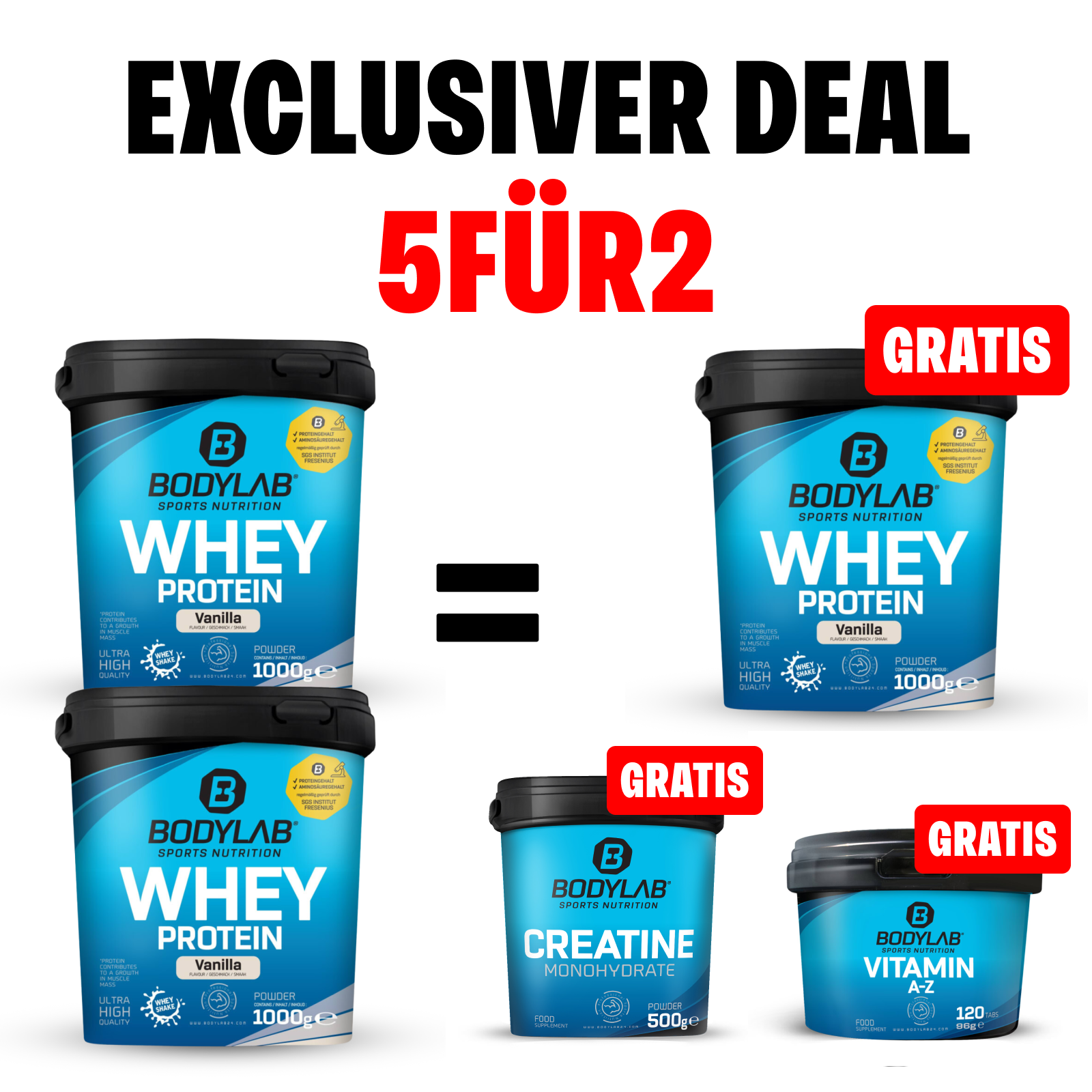 NEW YEAR DEAL: 5voor2 Protein-Powerpakket met gratis Whey + Creatine + Vitamin A-Z