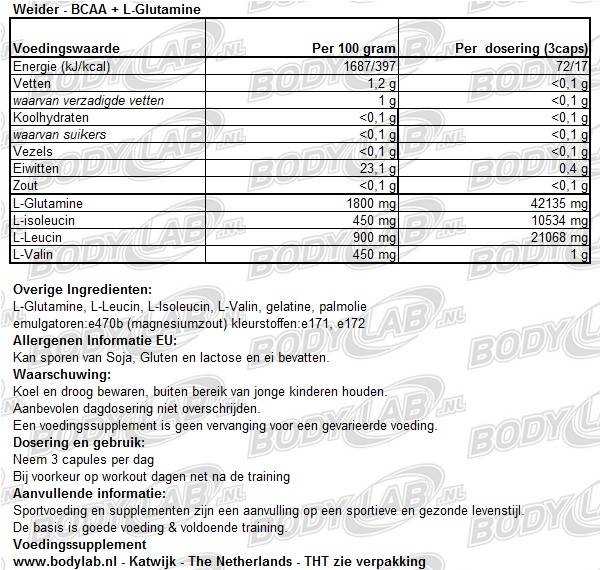 BCAA l-glutamine weider