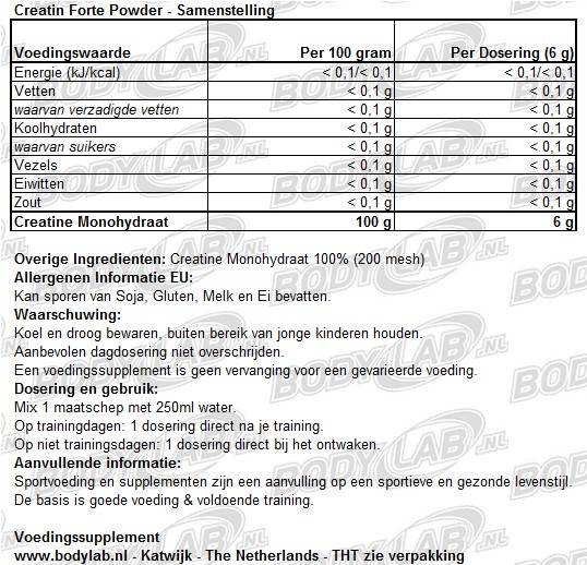 Creatin Forte Powder BBN Hardcore Samenstelling