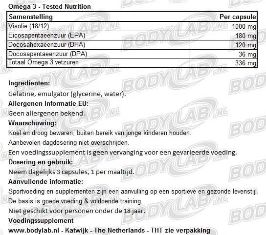 Tested Omega3 Tested Nutrition Samenstelling