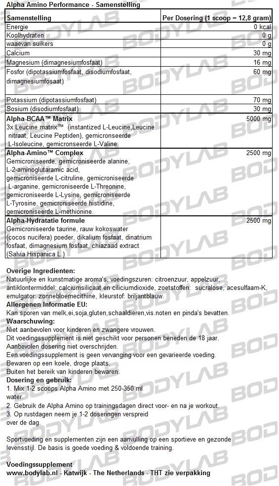 Alpha Amino Performance Cellucor Samenstelling