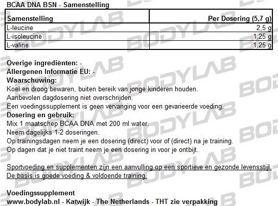BCAA DNA samenstelling