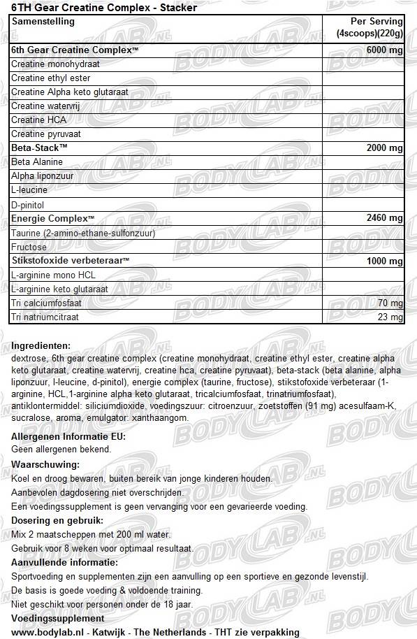 6thgear creatine stacker samenstelling