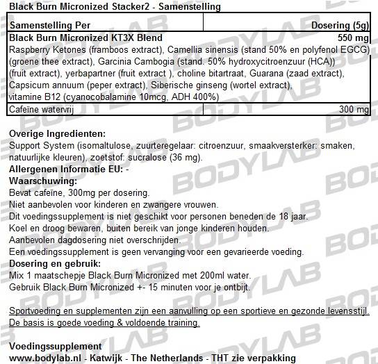 Black Burn Micronized Stacker2 Samenstelling