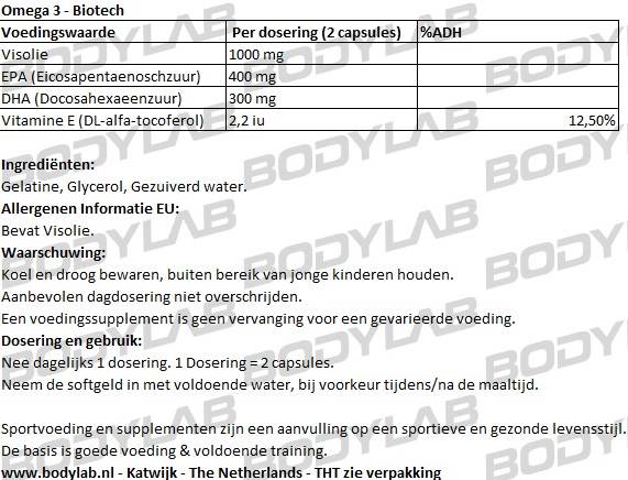 Omega 3 biotech samenstelling