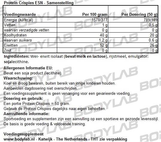 Protein Crispies ESN Samenstelling