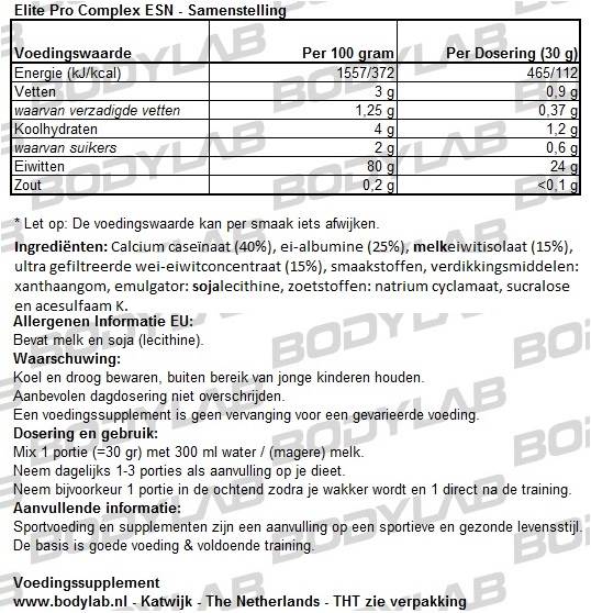 Elite Pro Complex ESN Samenstelling