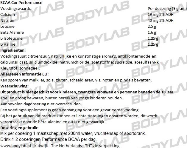 BCAA Cor Performance Cellucor Samenstelling