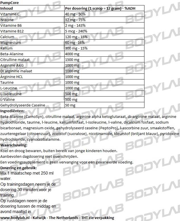 Pump Core FA Engineerd Nutrition Samenstelling
