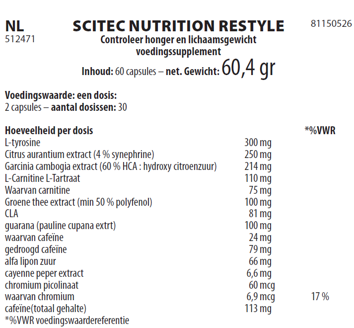 ReStyle Scitec Nutrition Samenstelling
