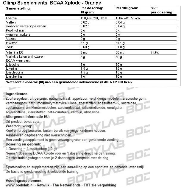 Olimp BCAA Xplode Samenstelling