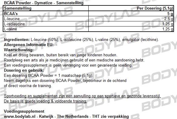 BCAA Powder Dymatize Samenstelling