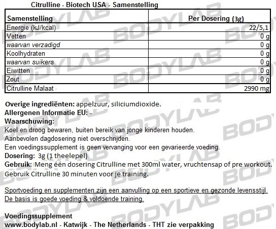 Citrulline - Biotech USA - Bodylab.nl